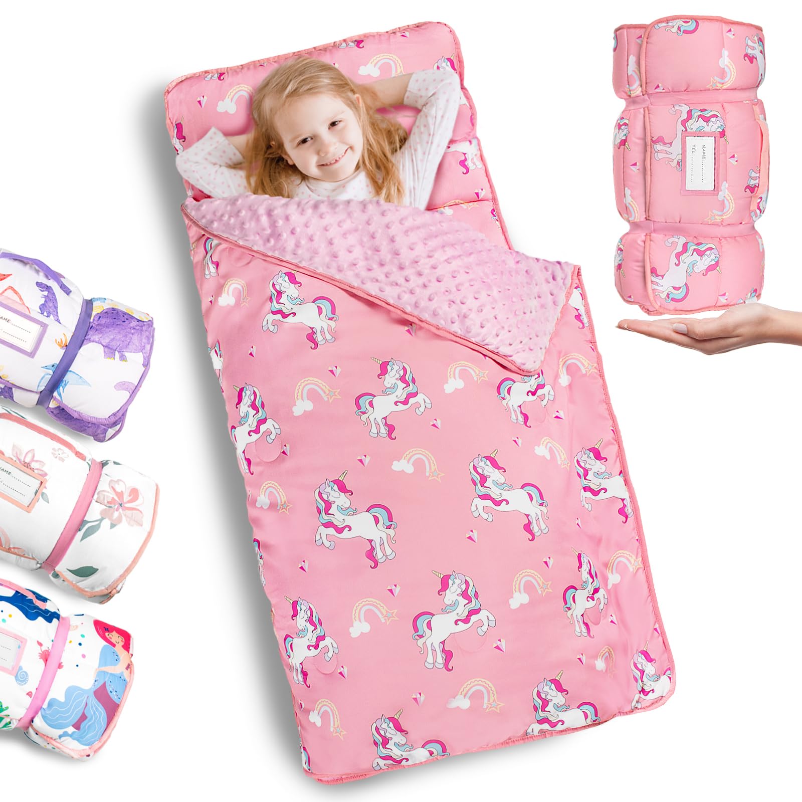 PRIMLECT nap mat with removable pillow for easy cleaning and travel.