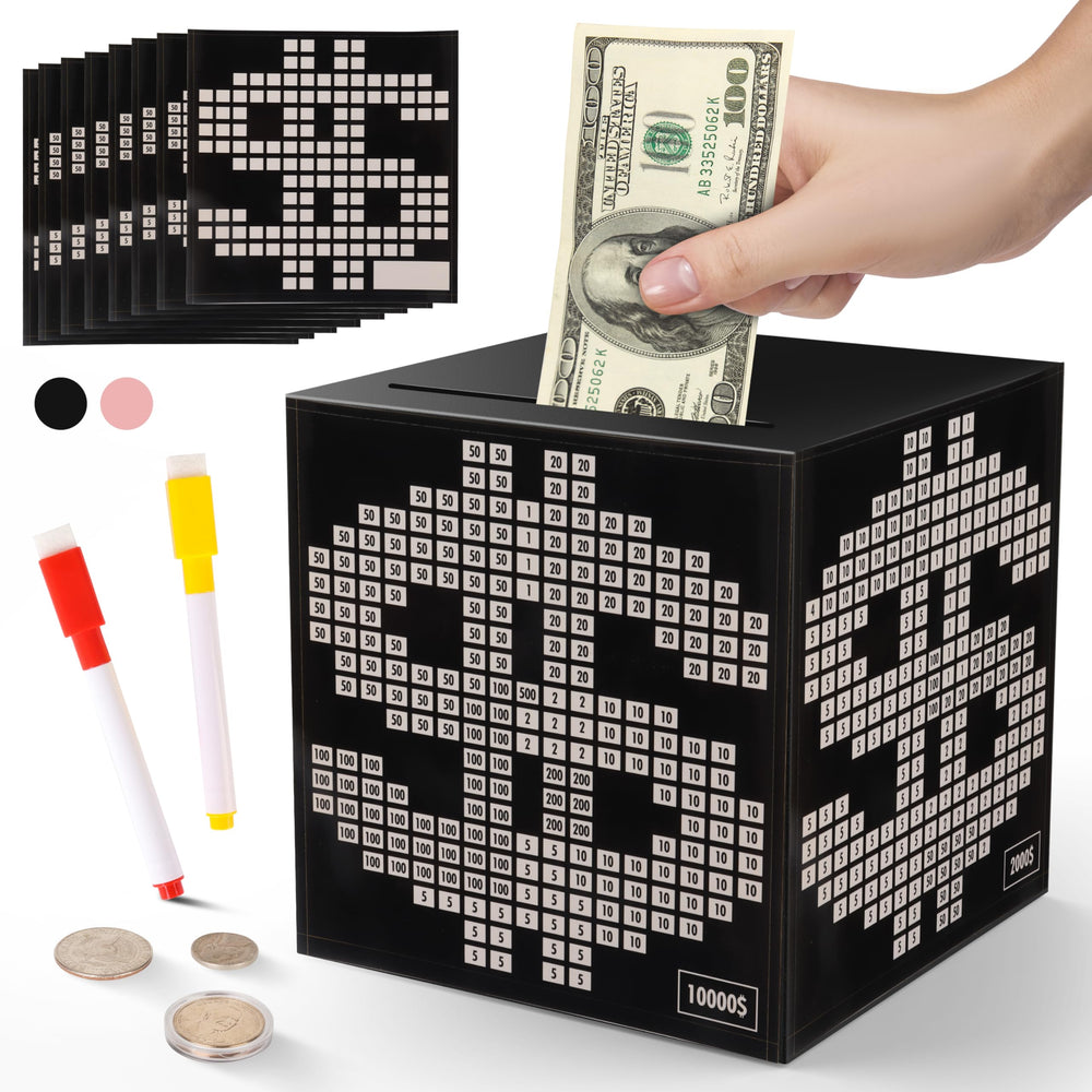 Primo Lines piggy bank front view with savings counter for visual tracking.
