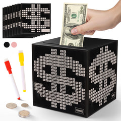 Primo Lines piggy bank front view with savings counter for visual tracking.