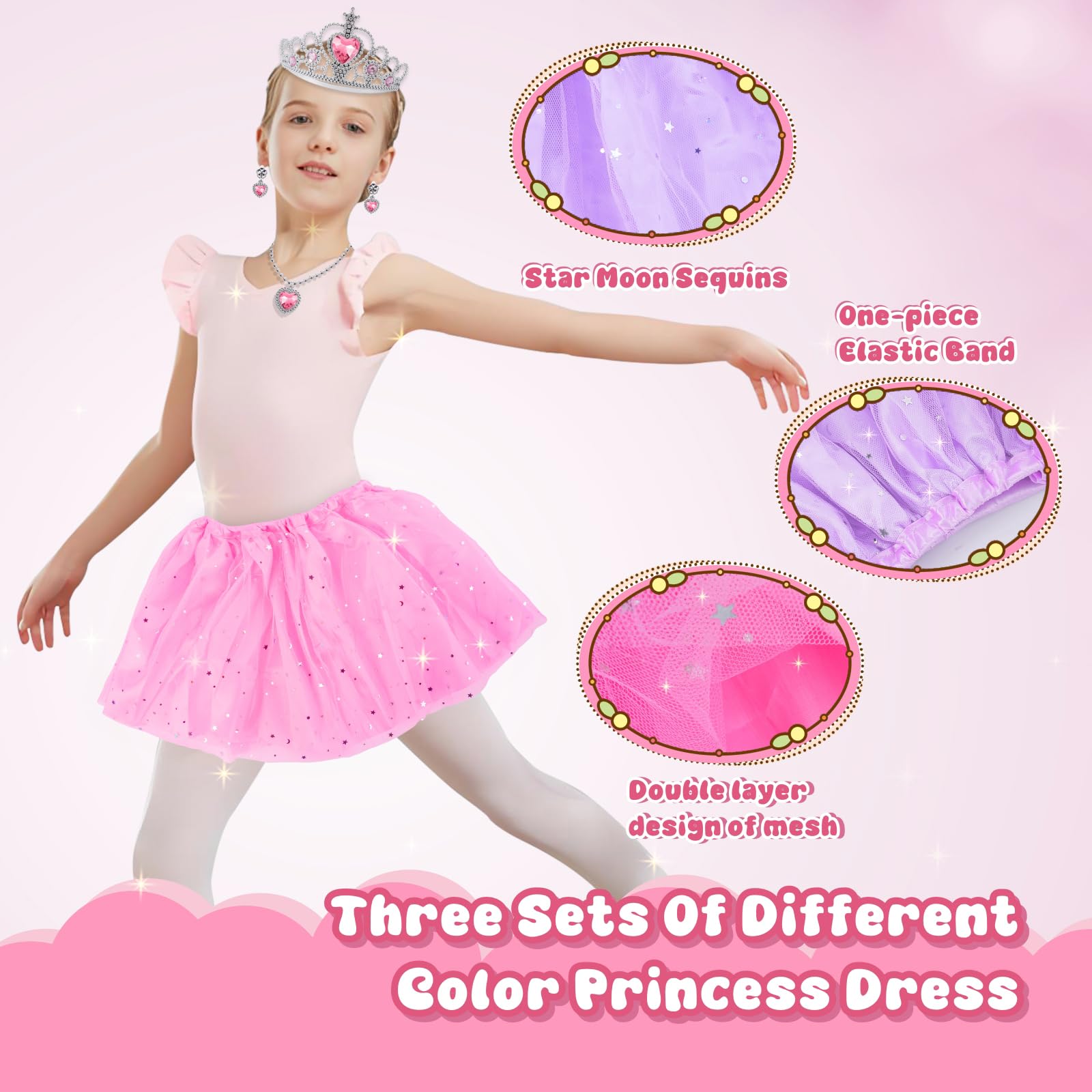 Princess shoes and jewelry laid out for pretend royal events