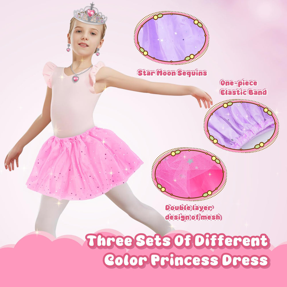 Princess shoes and jewelry laid out for pretend royal events
