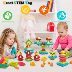 Prinlion toddler building tower promotes hand-eye coordination during playtime.