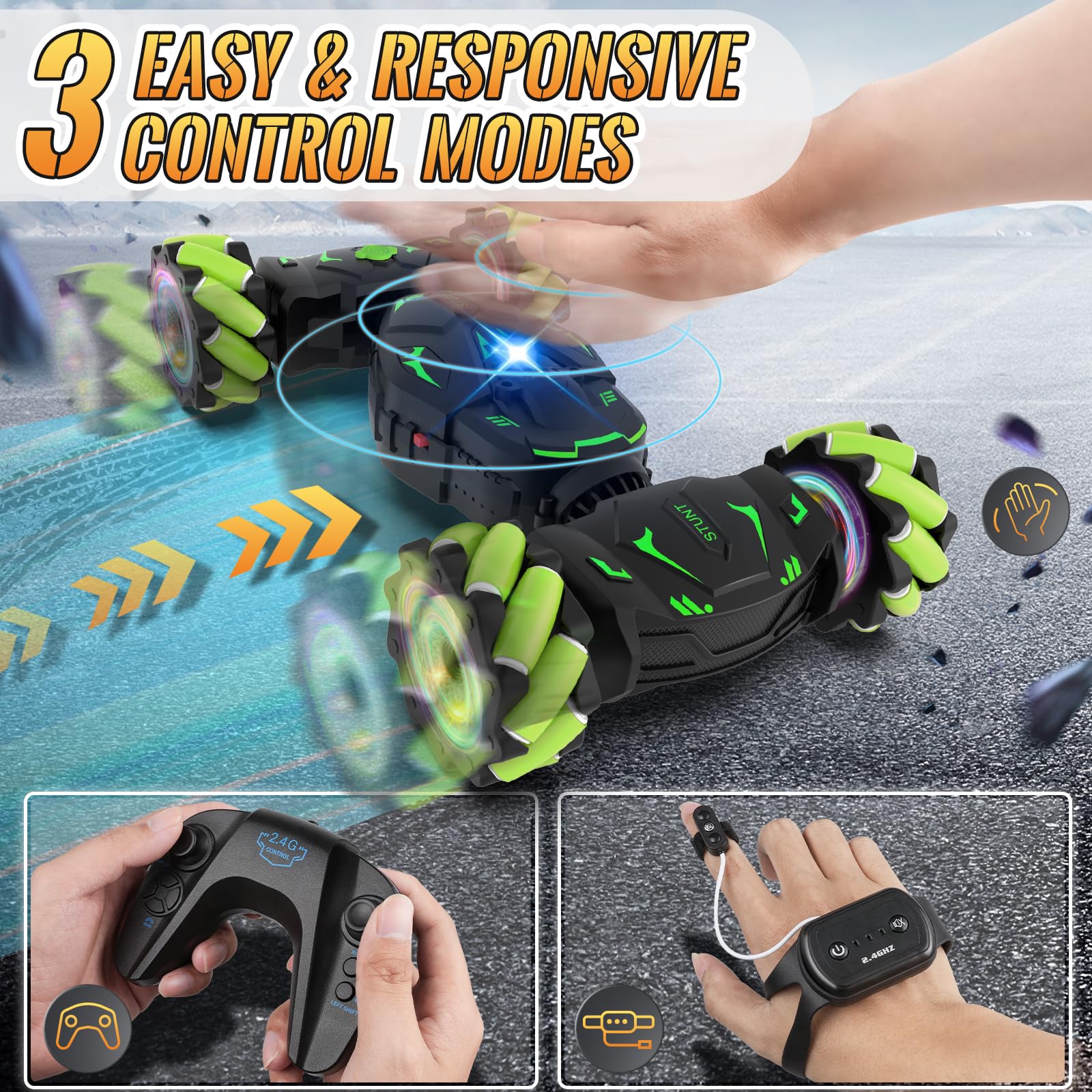 Pristar Gesture RC Car 360 rotate action view for thrilling stunts.
