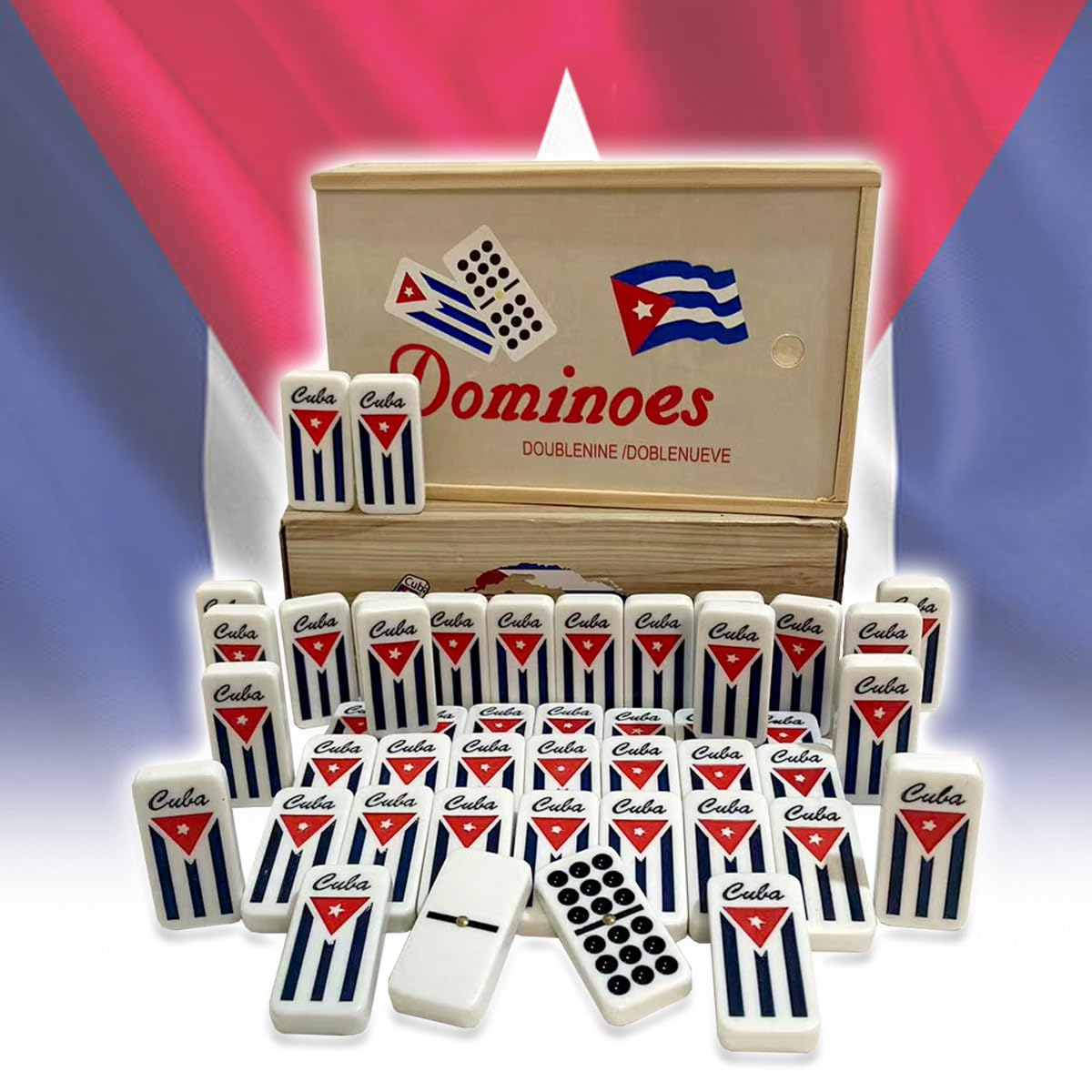PRK 14 Cuban Dominoes Double Nine Set box with authentic Cuban design for stylish game nights
