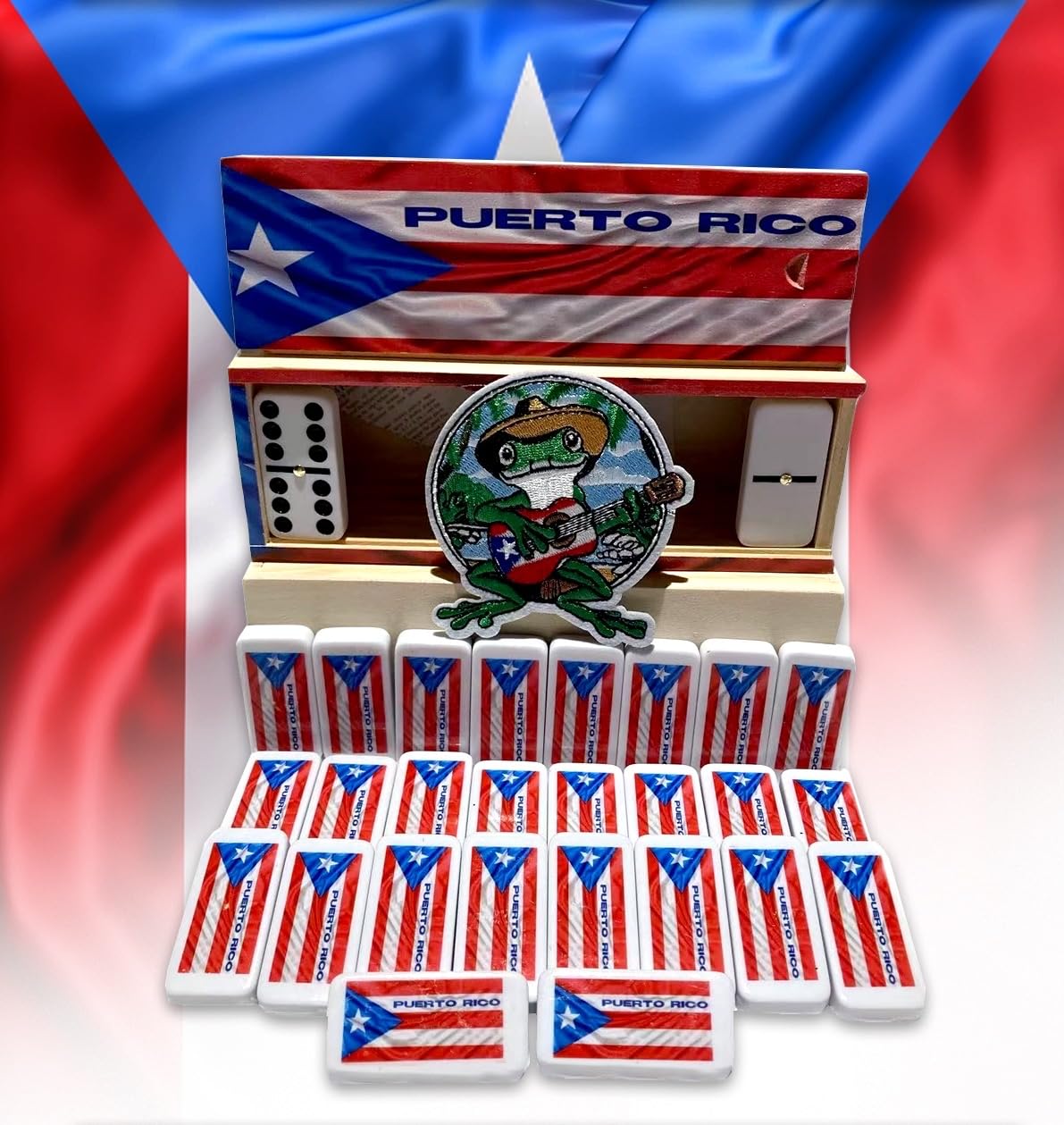 PRK 14 Puerto Rico Dominoes with flag-back design for island heritage display.
