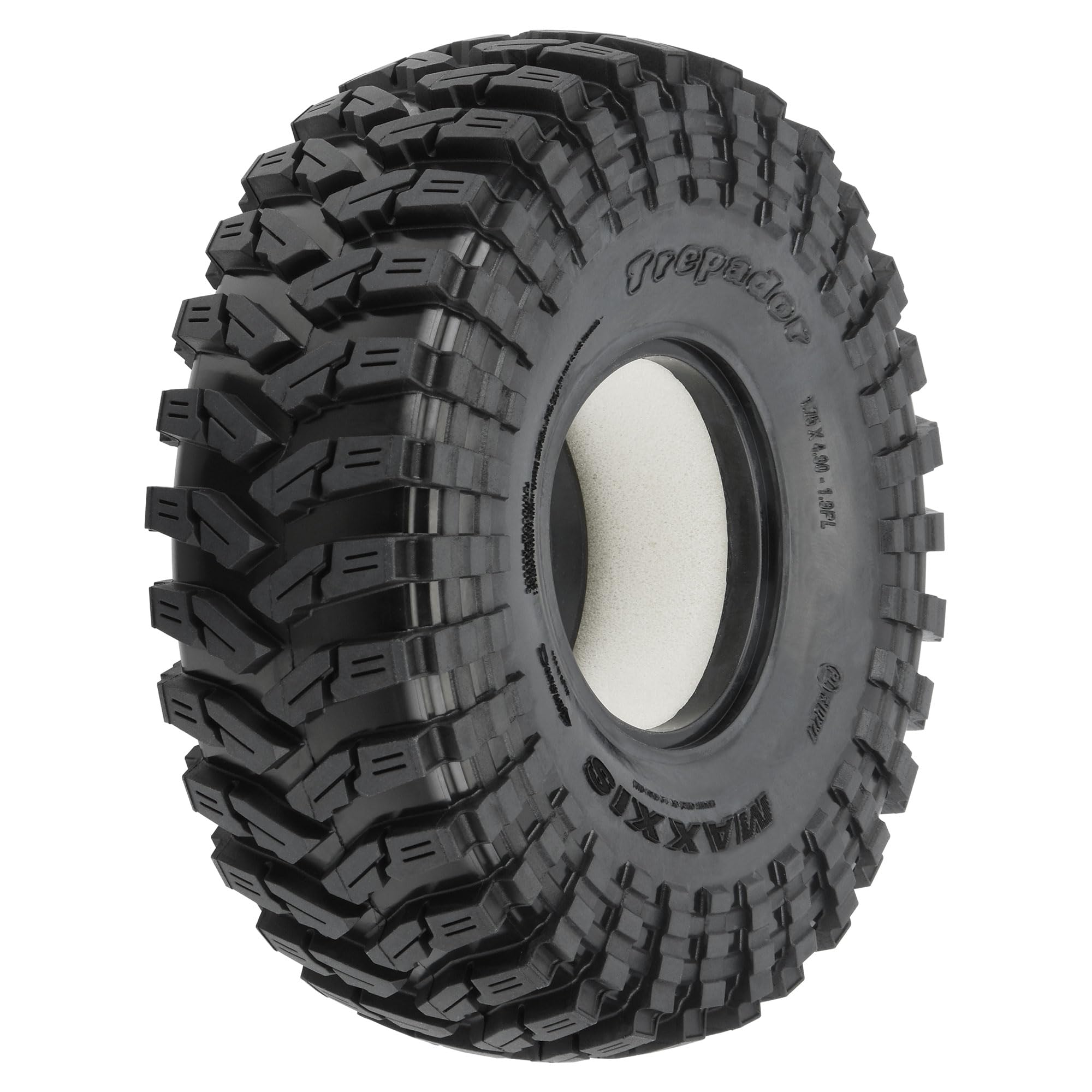 Pro-Line Trepador 1.9-inch tire tread close-up for rugged rock crawling.