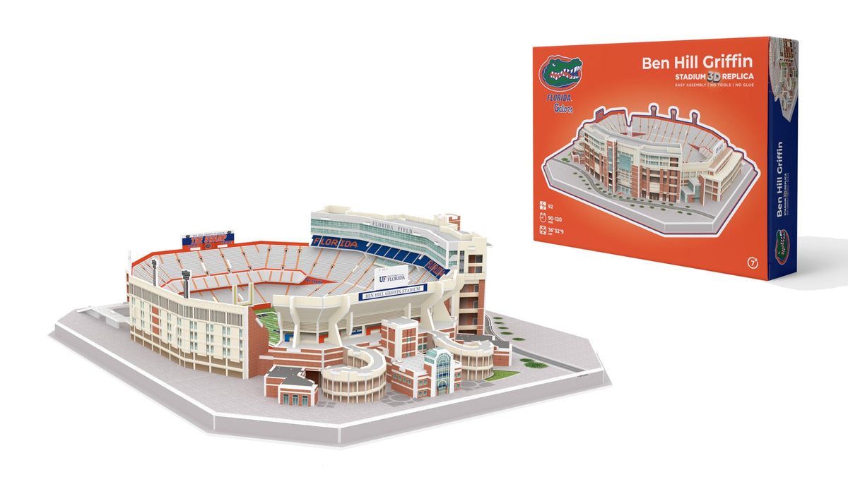 Pro-Lion 3D puzzle cover of Ben Hill Griffin Stadium with vibrant colors for fans.