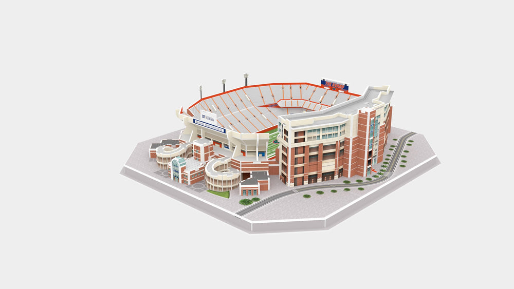 Pro-Lion 3D puzzle Ben Hill Griffin Stadium close-up of intricate model details.