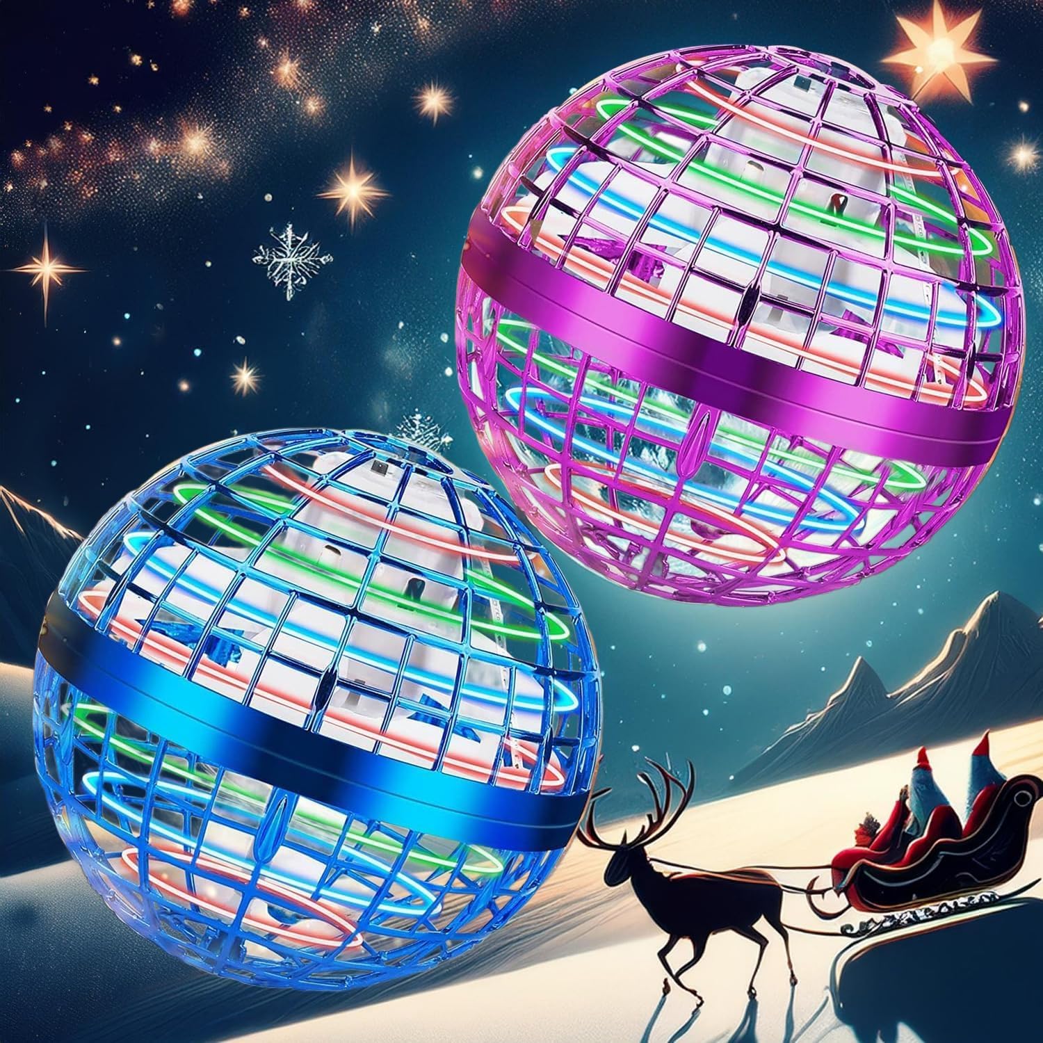 PRO STASH Flying Orb Ball with LED lights glow for festive indoor play.