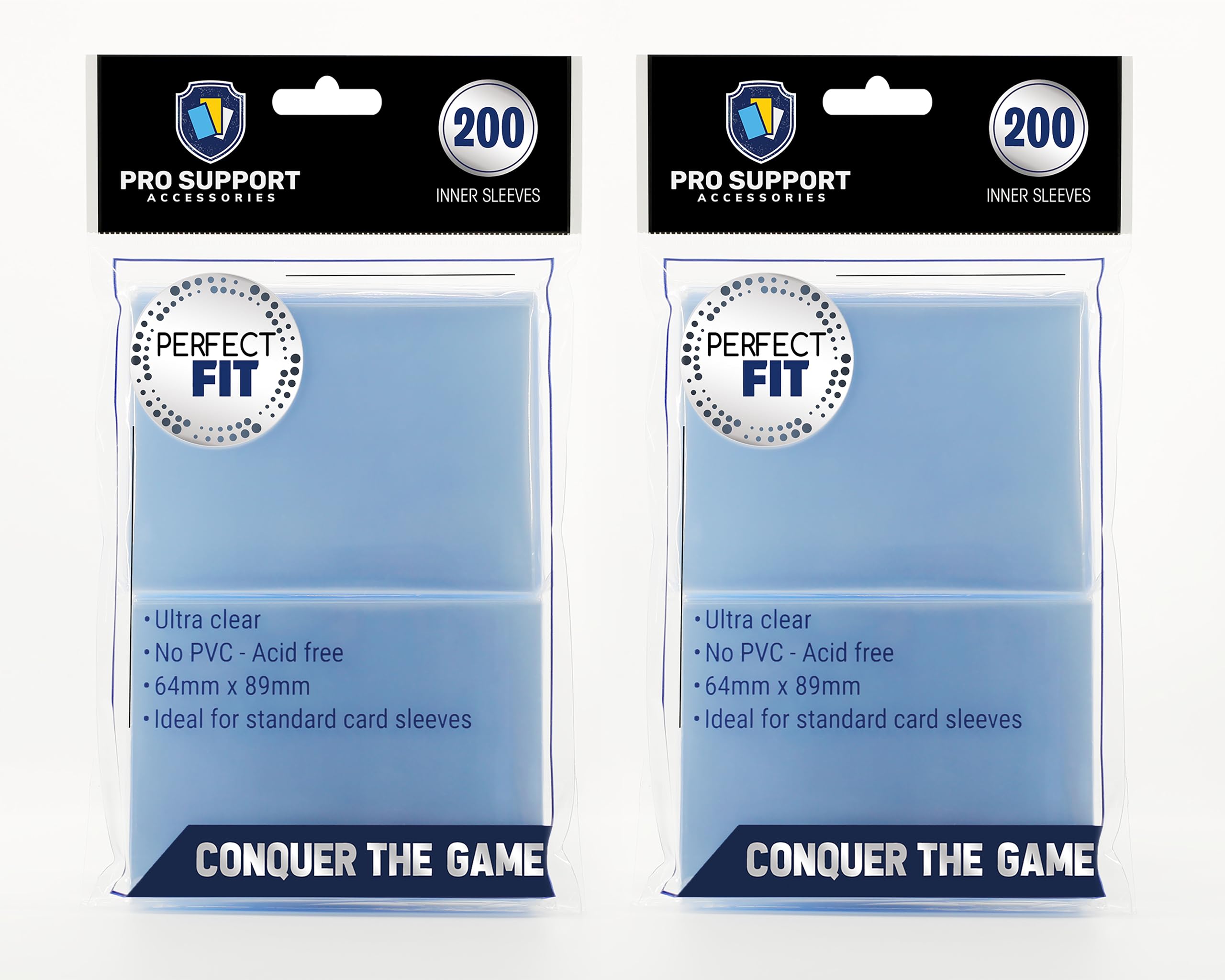 PRO SUPPORT 400 sleeves pack viewed from outside, contains 200 inner sleeves for standard cards