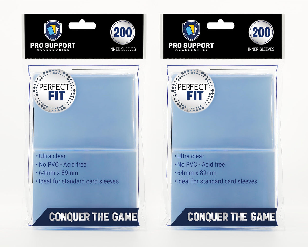 PRO SUPPORT 400 sleeves pack viewed from outside, contains 200 inner sleeves for standard cards