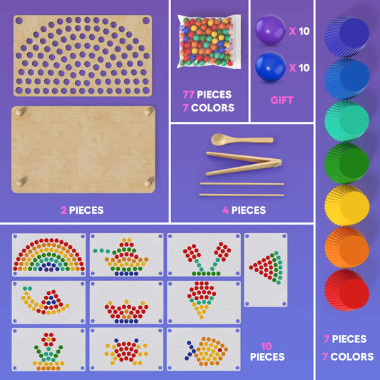 PRO100HOME wooden beads in seven colors boost fine motor skills