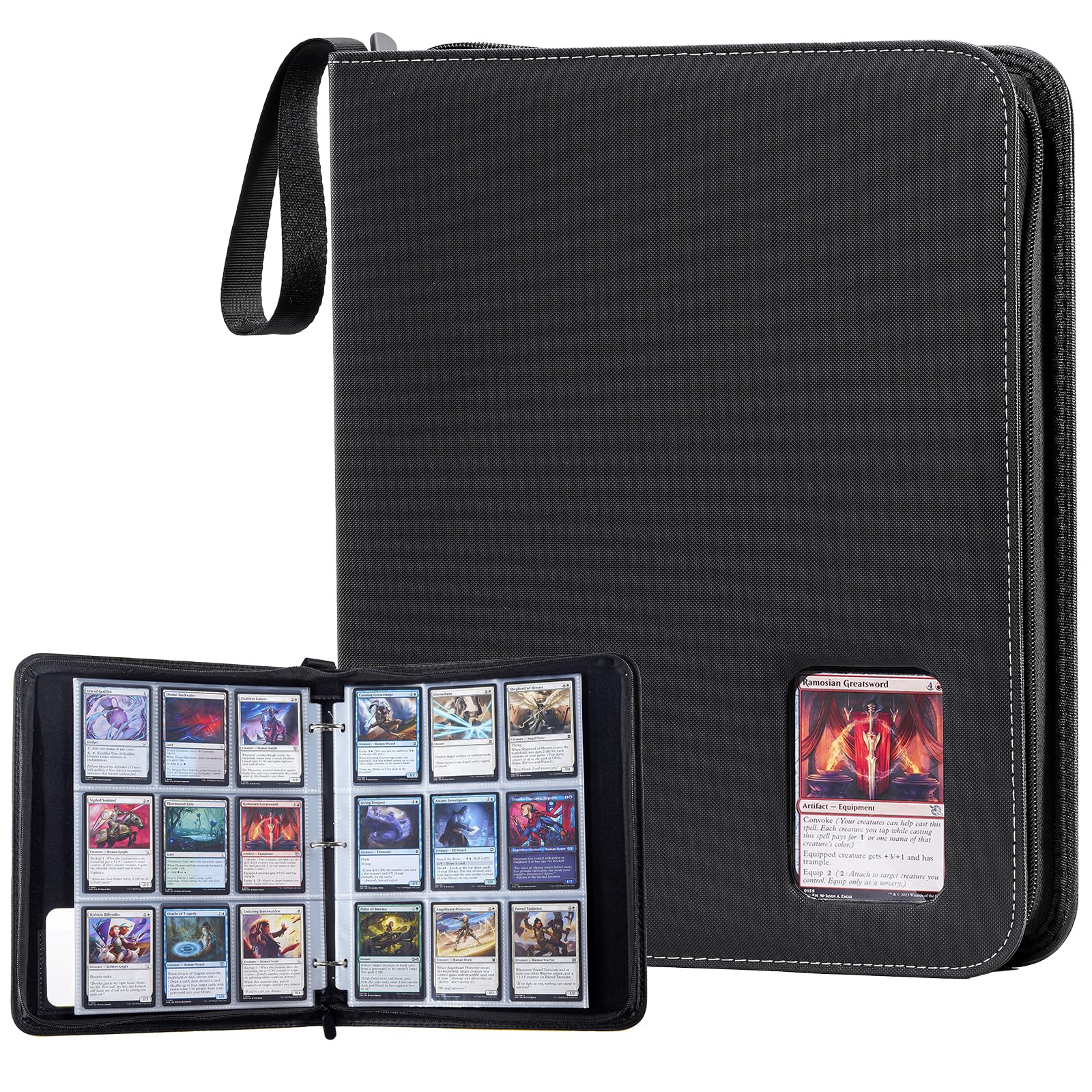 ProCase 900-pocket binder front view in black for organized trading card storage.