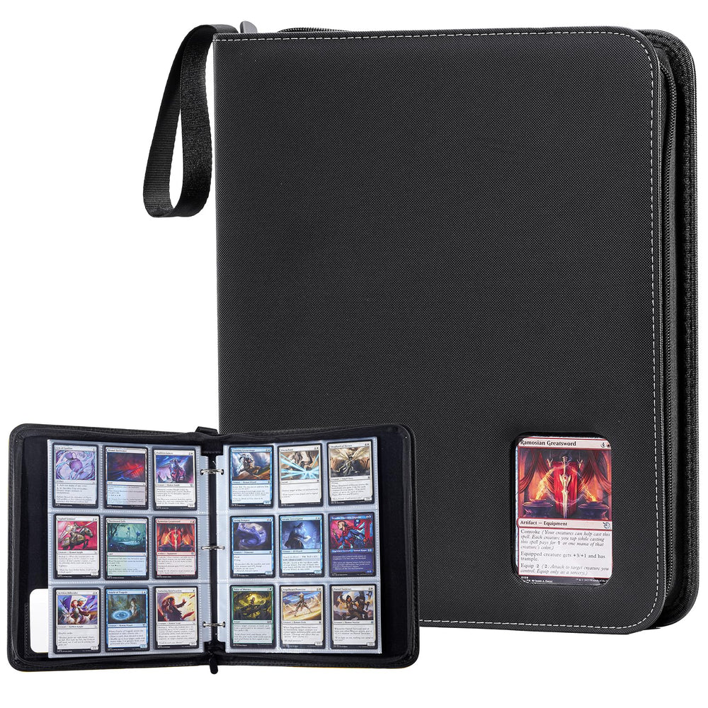ProCase 900-pocket binder front view in black for organized trading card storage.