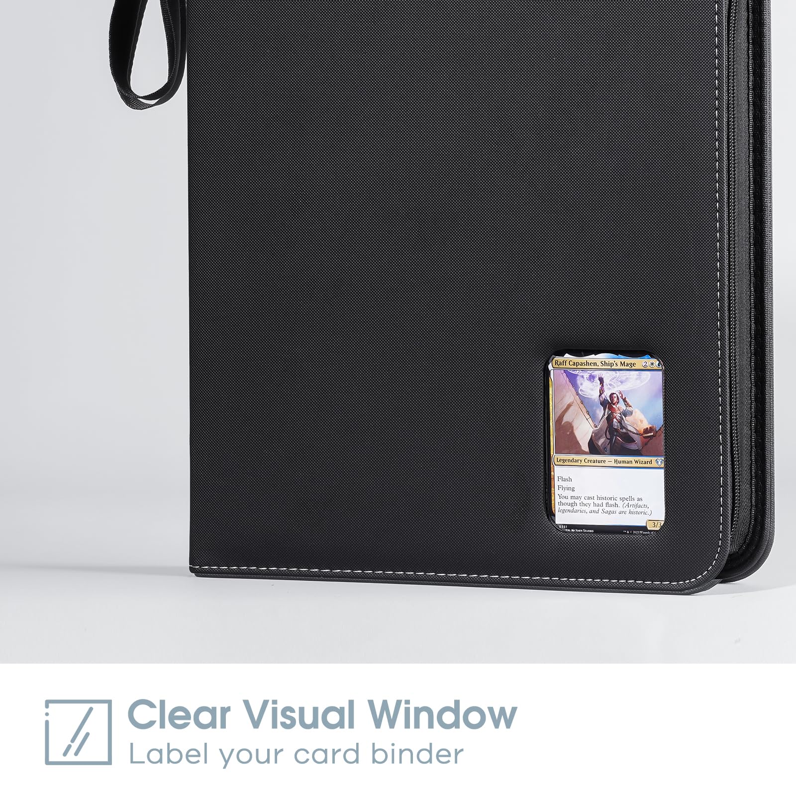 Side-loading pockets securely hold cards in ProCase binder.
