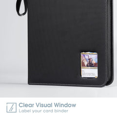 Side-loading pockets securely hold cards in ProCase binder.