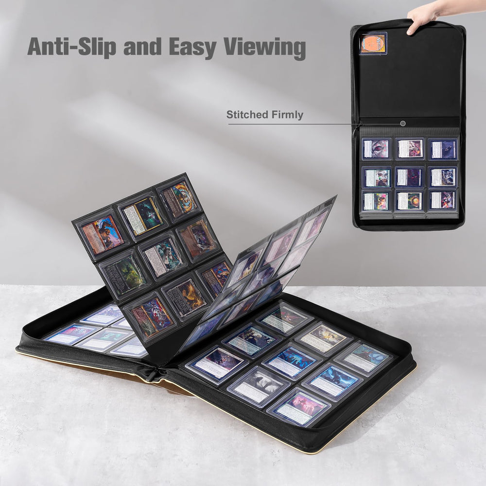Non PVC pockets in ProCase binder securely hold toploaders in place