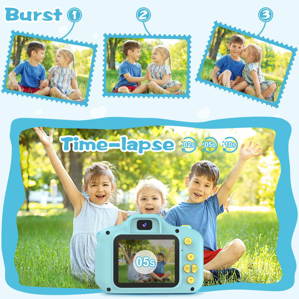 PROGRACE Kids Camera records 1080P video for vivid family memories.