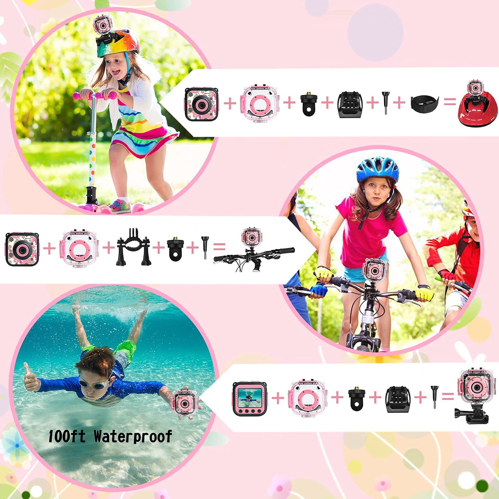 PROGRACE Kids Camera offers 40 frames and 7 filters for creativity.