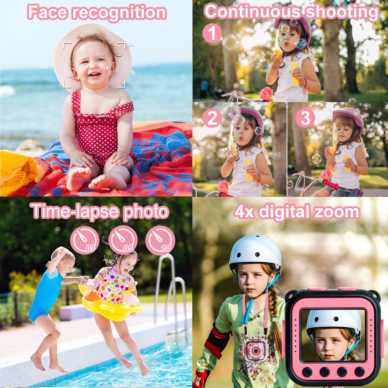 PROGRACE Kids Camera takes sharp 5MP photos on the go.