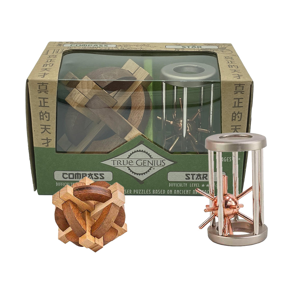 Project Genius Compass and Star Combo puzzle pack with two disentanglement challenges.