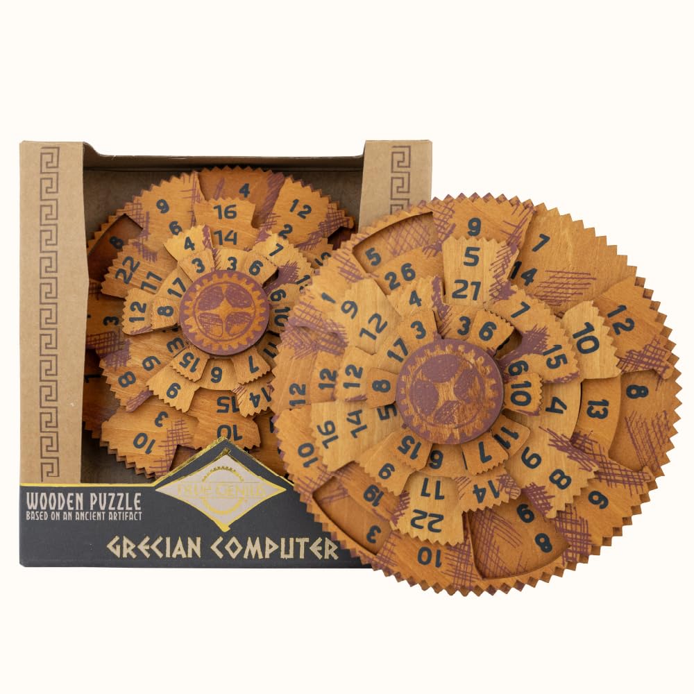 Project Genius Grecian Computer layered gears showcase complex problem solving.