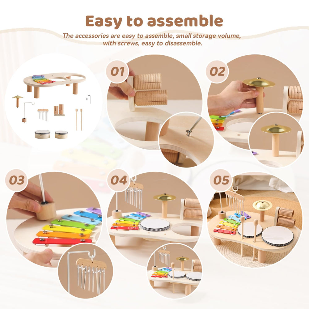 Promise Babe wooden platform keeps all instruments neatly mounted