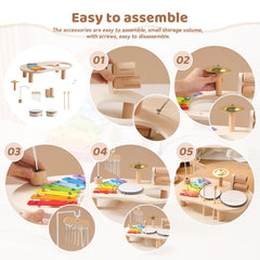 Promise Babe wooden platform keeps all instruments neatly mounted