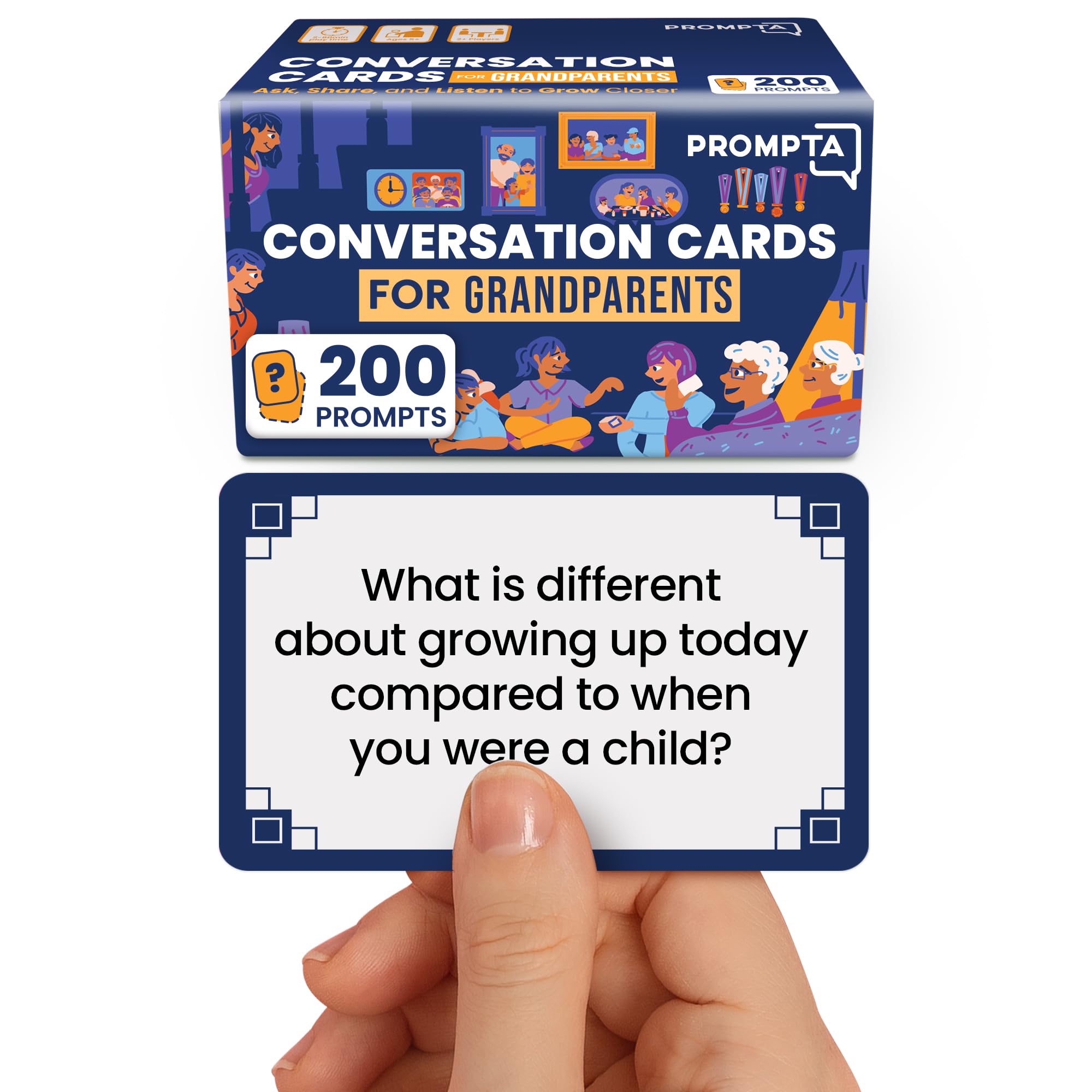 Prompta 200 cover shows a ready-to-gift deck for warm family conversations.