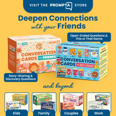 Prompta 400 Conversation Cards friends-fun setup demonstrates easy, immediate engagement