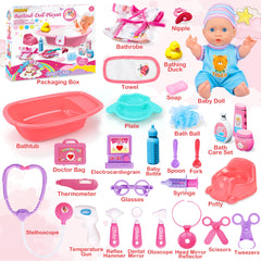 PROOU baby doll bathrobe and towel for cozy bath time pretend play.