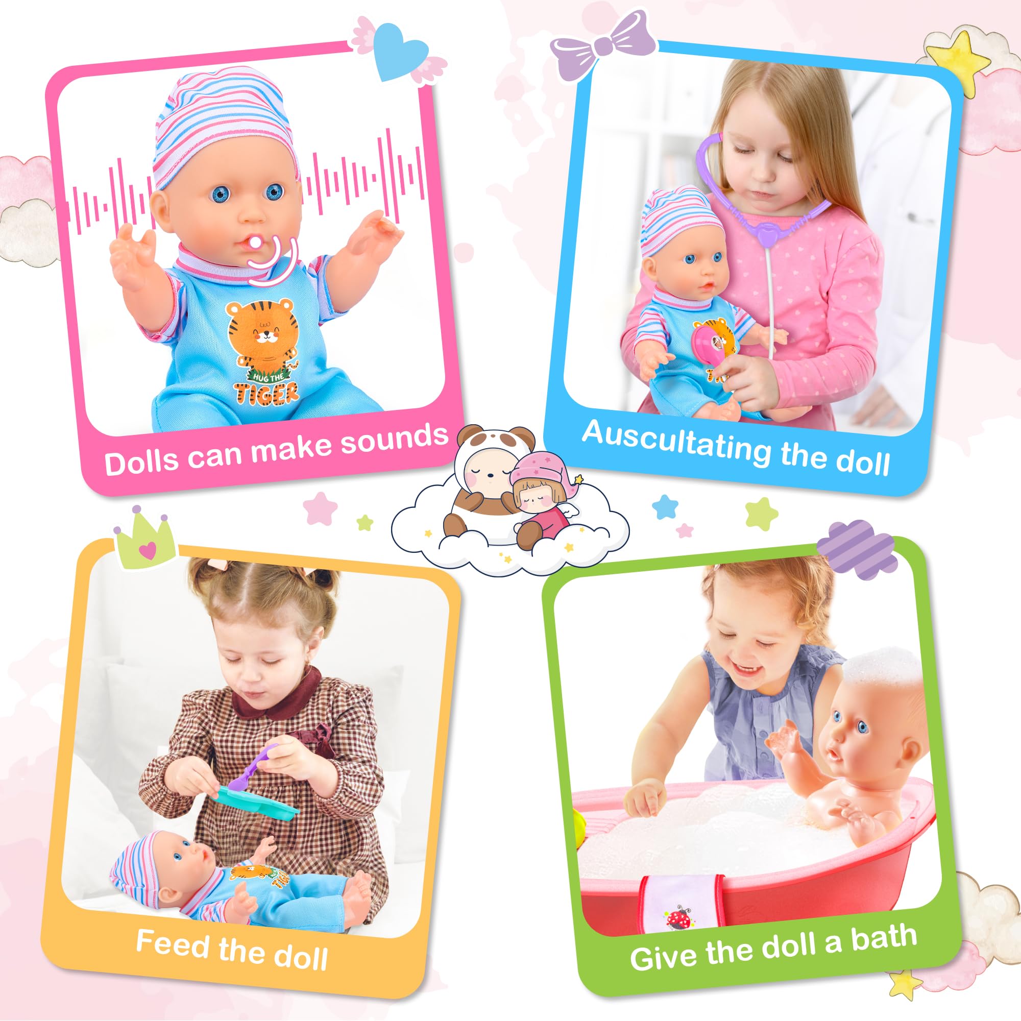 PROOU baby doll doctor kit with stethoscope for imaginative care scenarios.