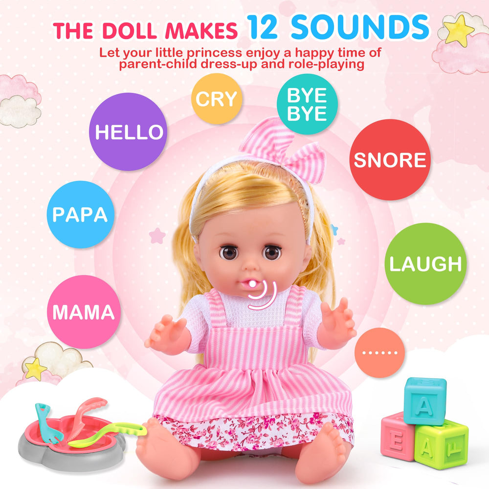 PROOU doll diaper and utensils for interactive caregiving pretend play