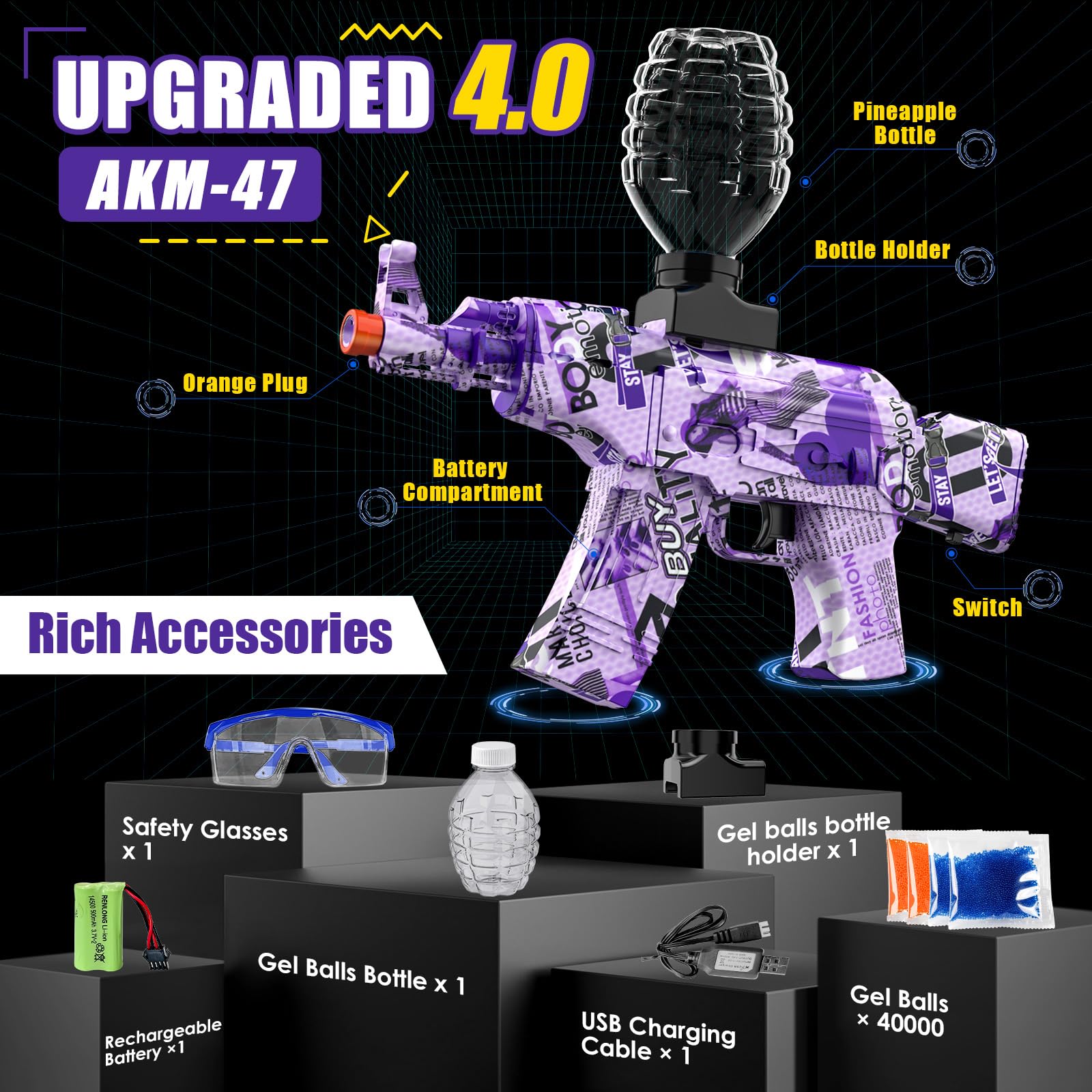 Protective goggles included with the Splat Gun for safe outdoor sessions.