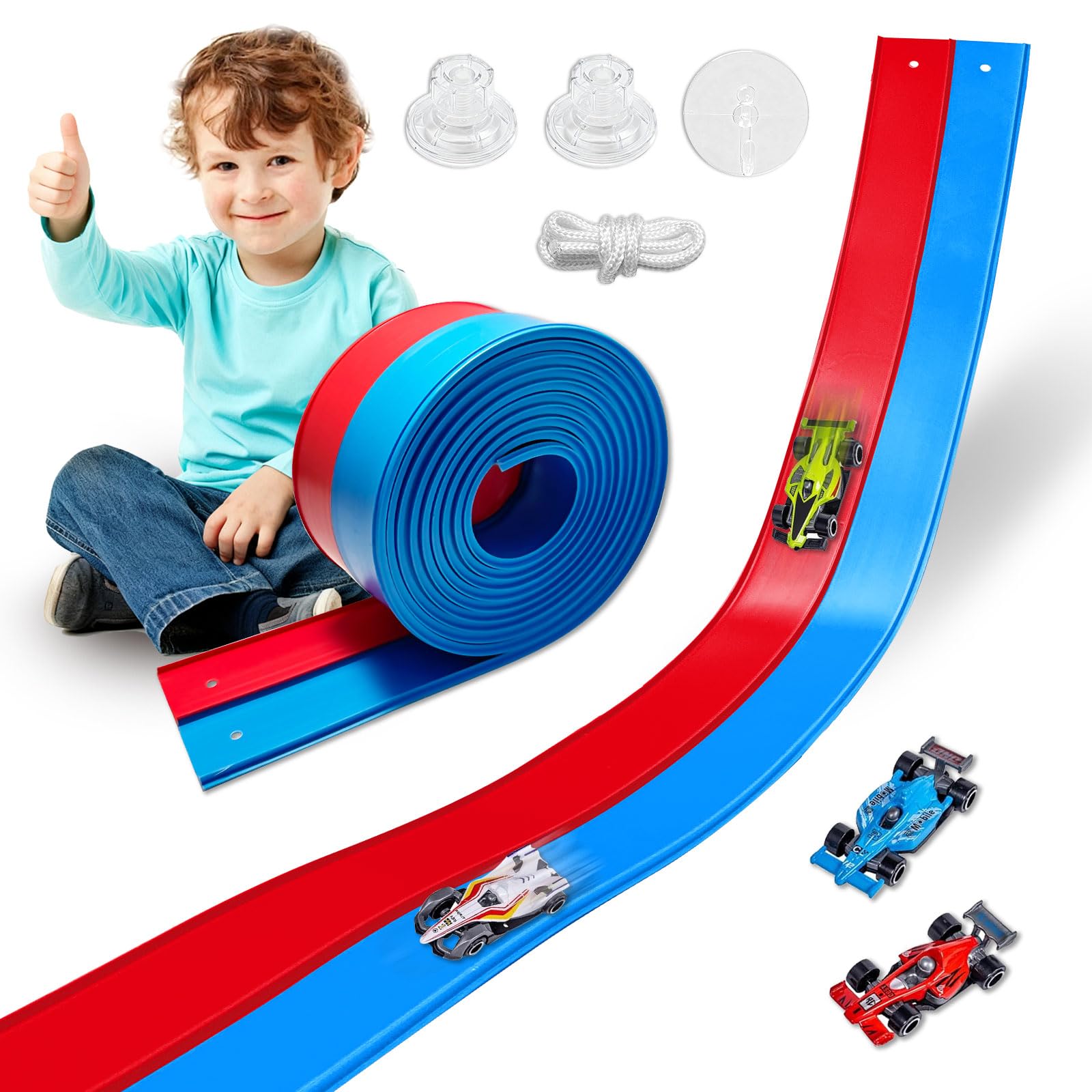 Prtneg flexible race track 15ft showing adjustable layouts for creative play