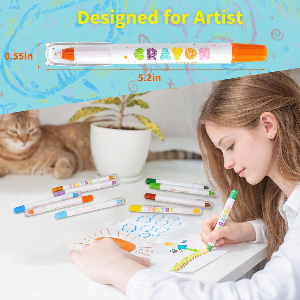 Prudiut 36-color silky twistable crayons close-up colors showcase vibrant hues for learning