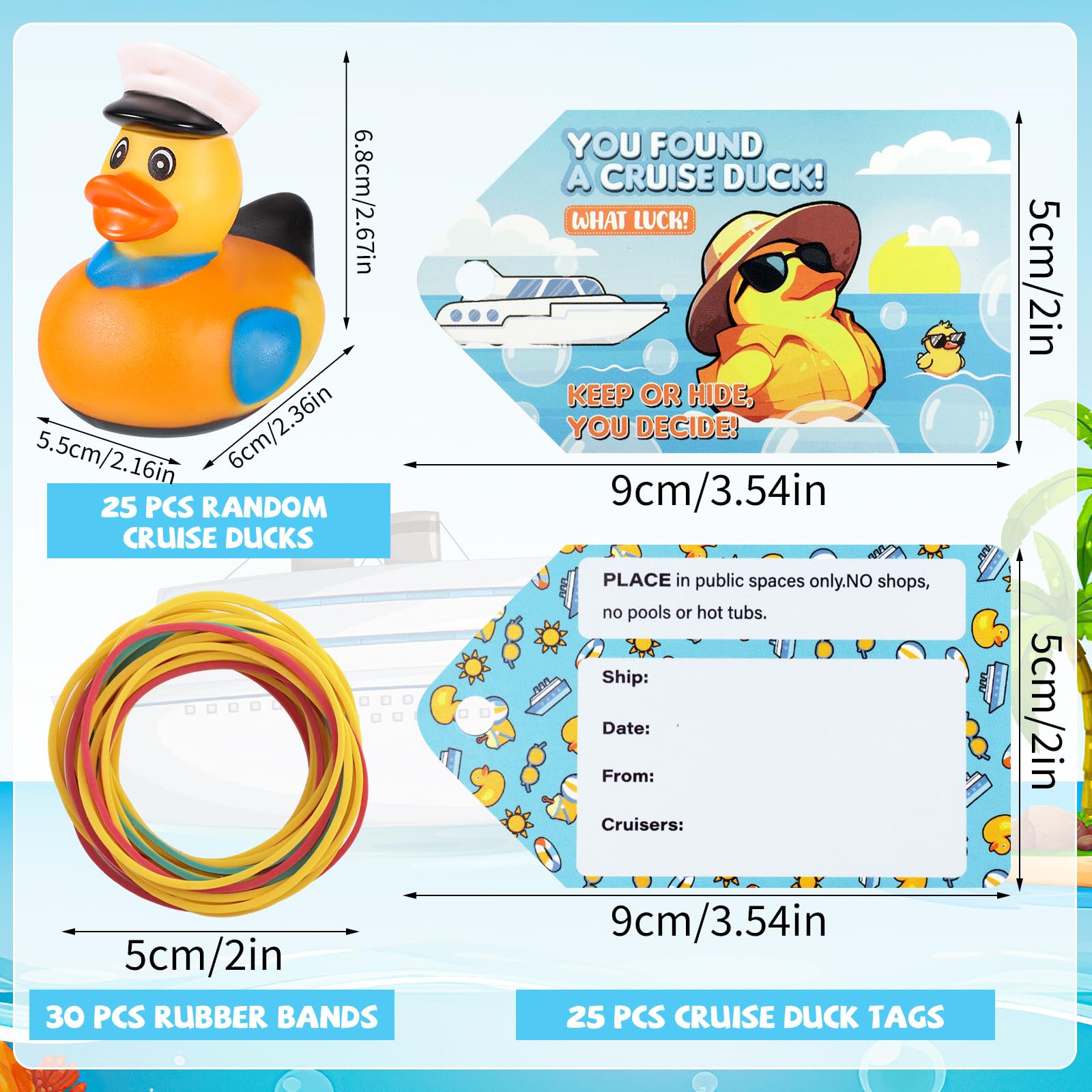 Prudiut cruise duck tags personalize ducks for memorable game moments.
