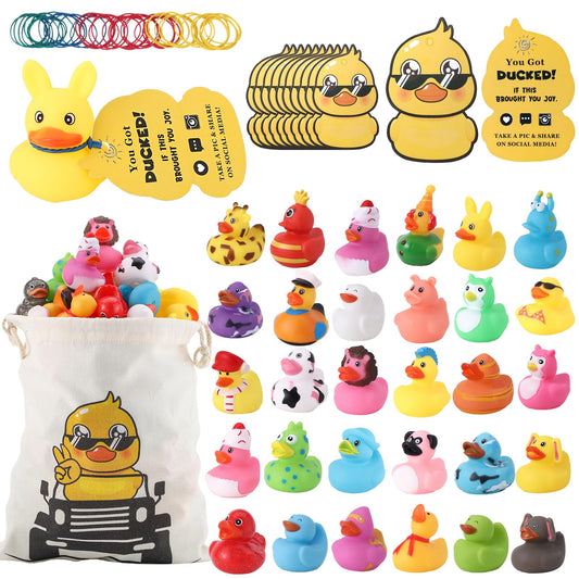 Prudiut rubber ducks 30-pack for bath fun and car decor.