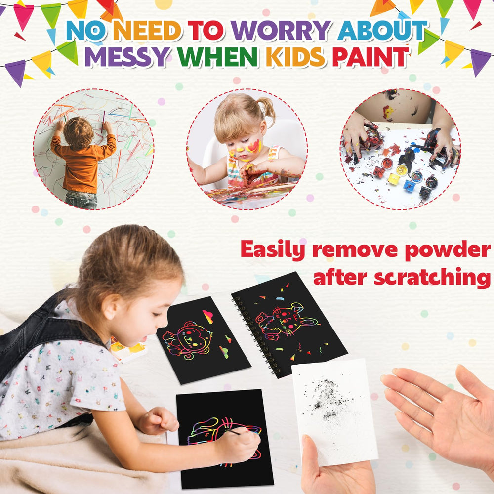 Prudiut stencils help kids design neat rainbow patterns easily.