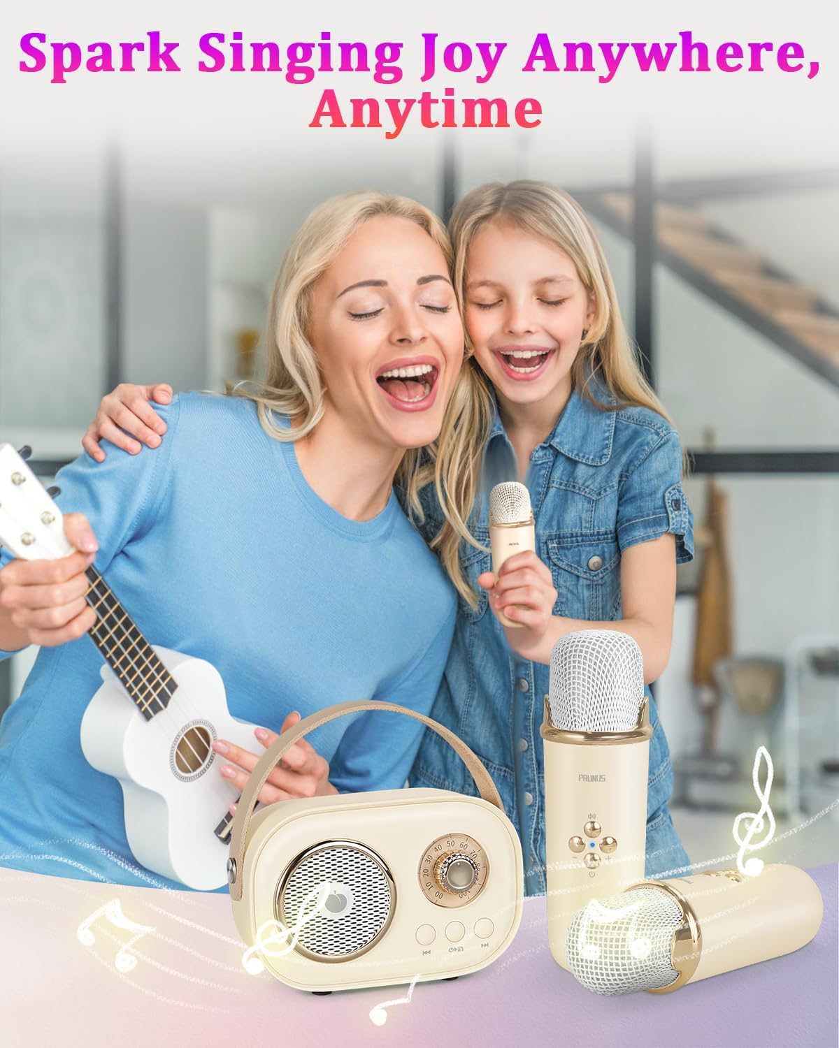 PRUNUS C20 dual wireless microphones for lively duets.