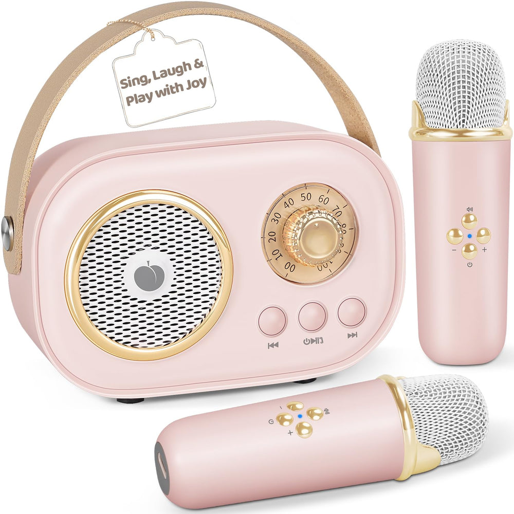 PRUNUS C20 mini karaoke machine pink front view for easy home singing