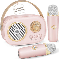 PRUNUS C20 mini karaoke machine pink front view for easy home singing