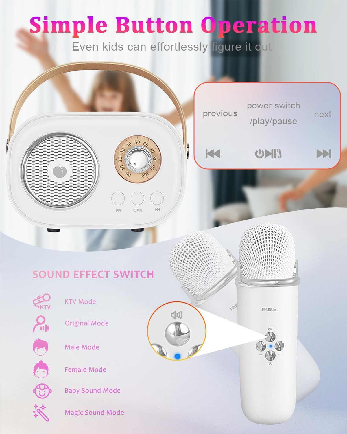 HiFi sound with bass diaphragm delivering clear notes and deep bass for lively performances.