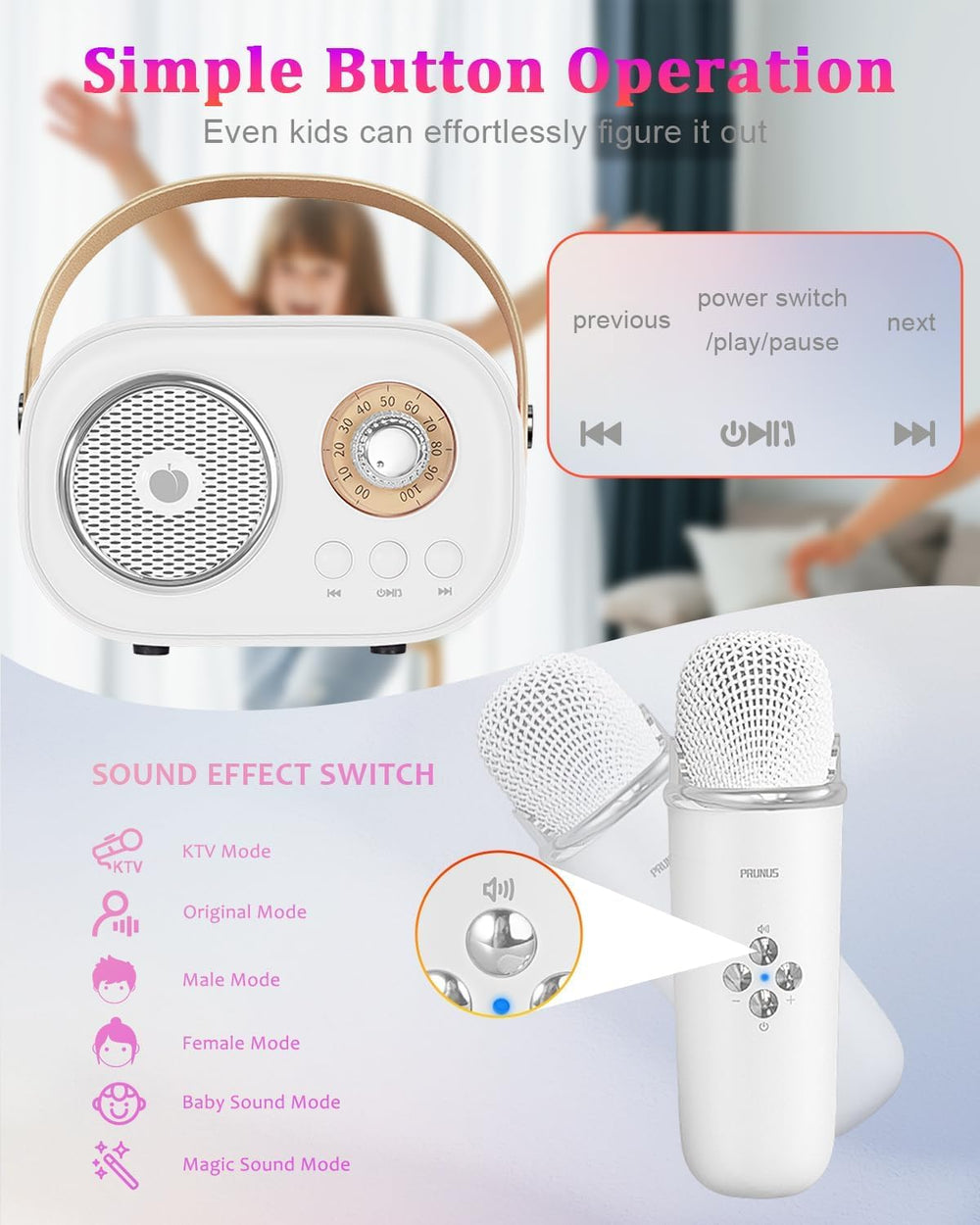 HiFi sound with bass diaphragm delivering clear notes and deep bass for lively performances.