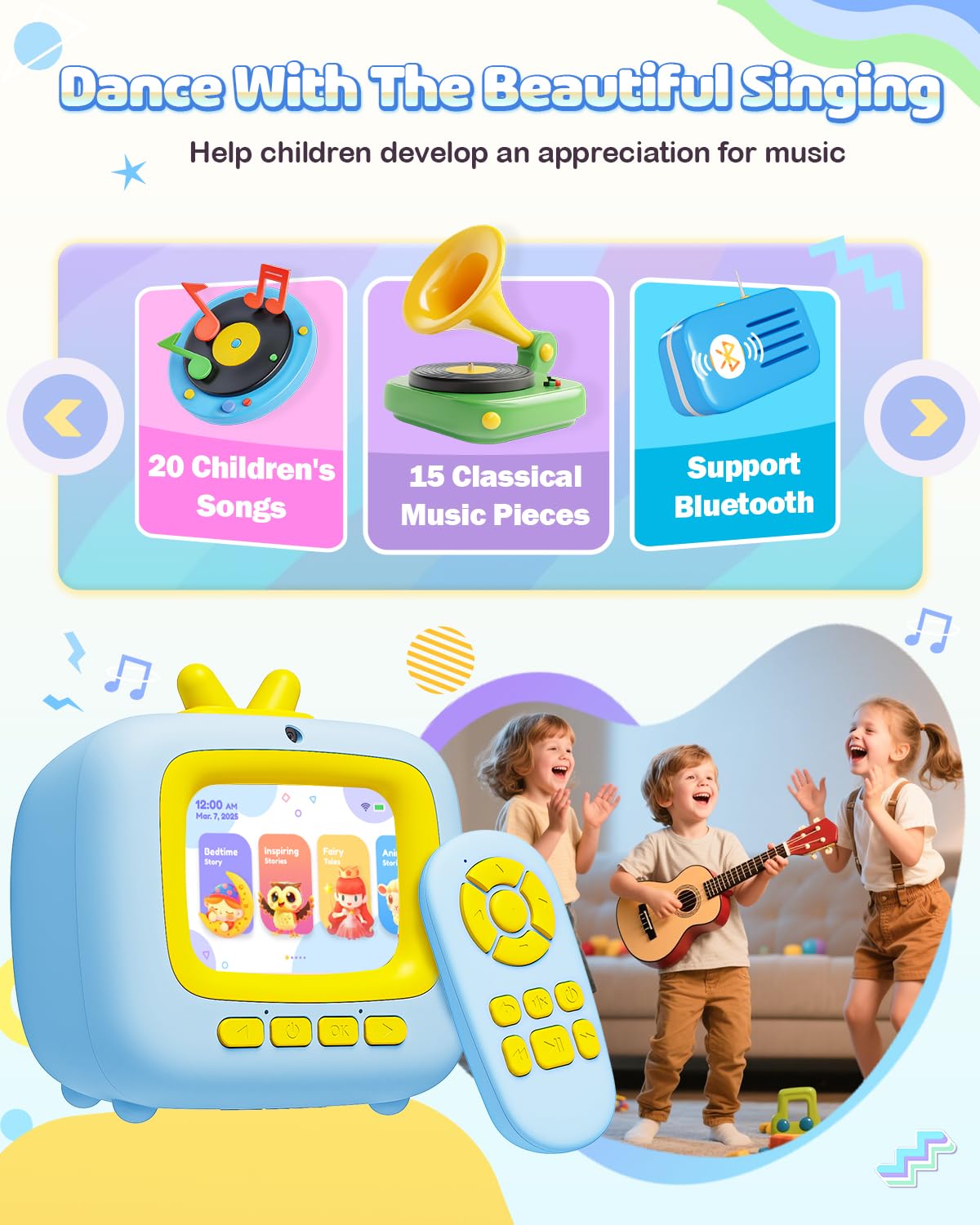 Prysyedawn Story Machine Kids Blue alarm clock helps establish cozy routines.