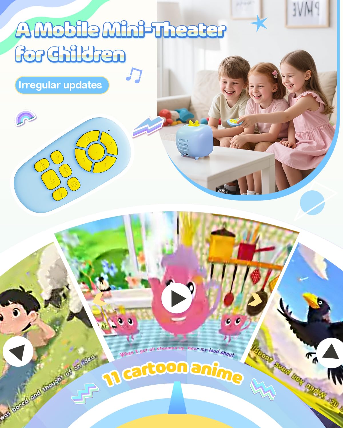 Prysyedawn Story Machine Kids Blue USB-C recharge keeps playtime ready.