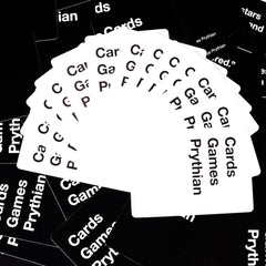 Prythian Cards open box reveals components and setup for quick party starts