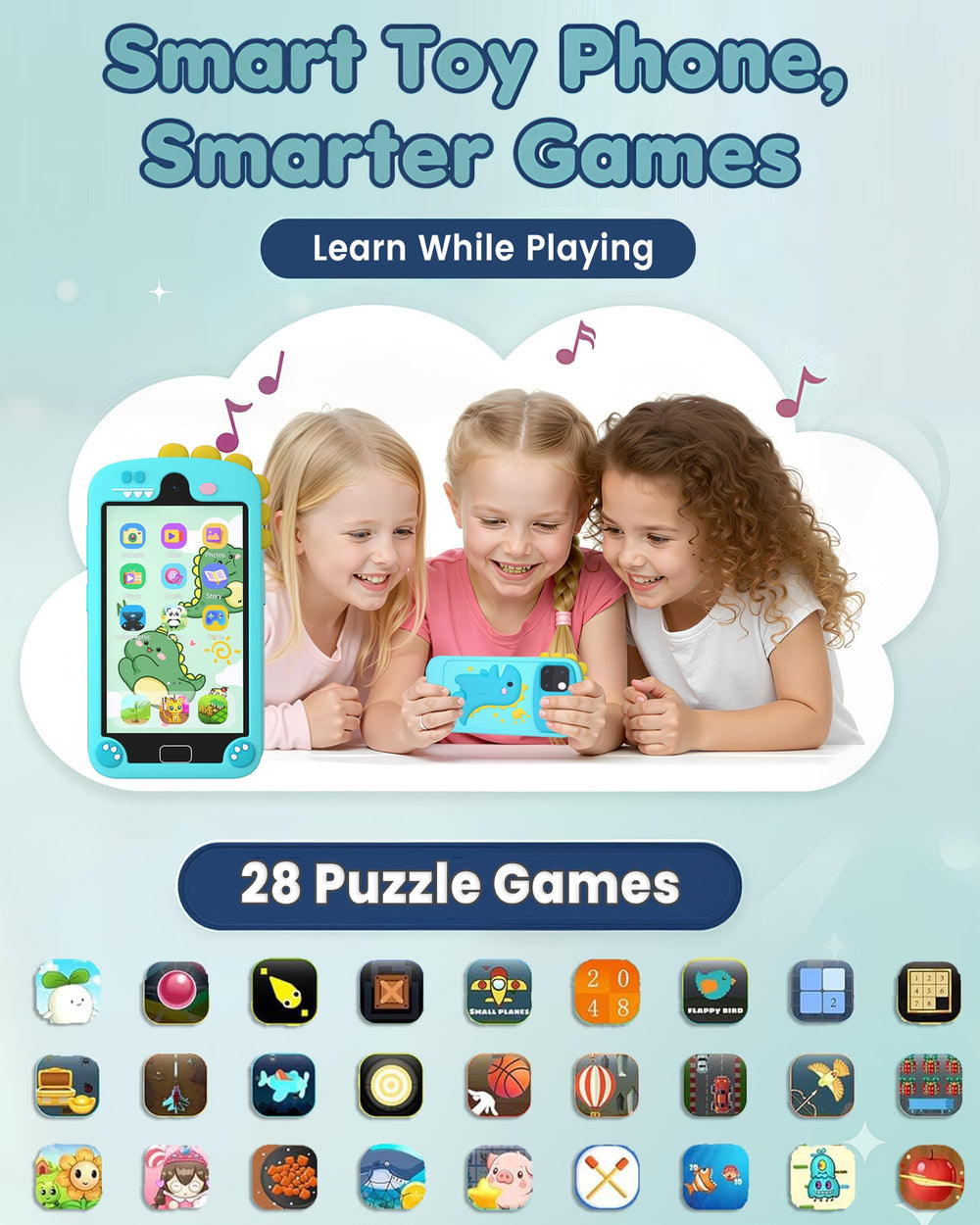 Psalms & Pals Kids Phone 32GB storage for media and apps.