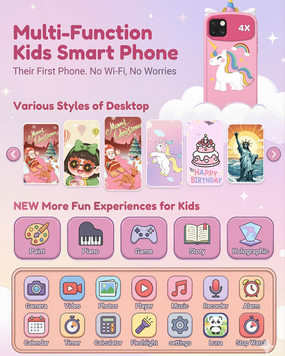 Psalms & Pals Kids Phone dual cameras for selfies and family moments