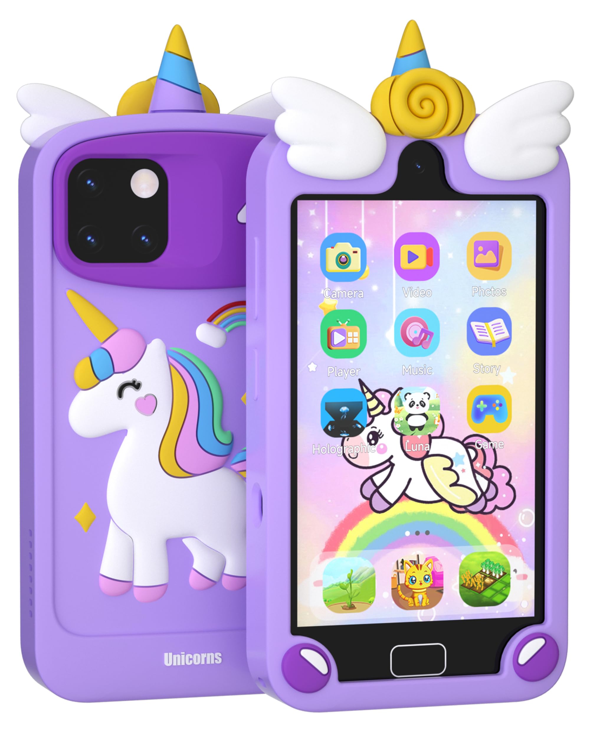 Psalms & Pals kids smart phone front view for safe imaginative play.